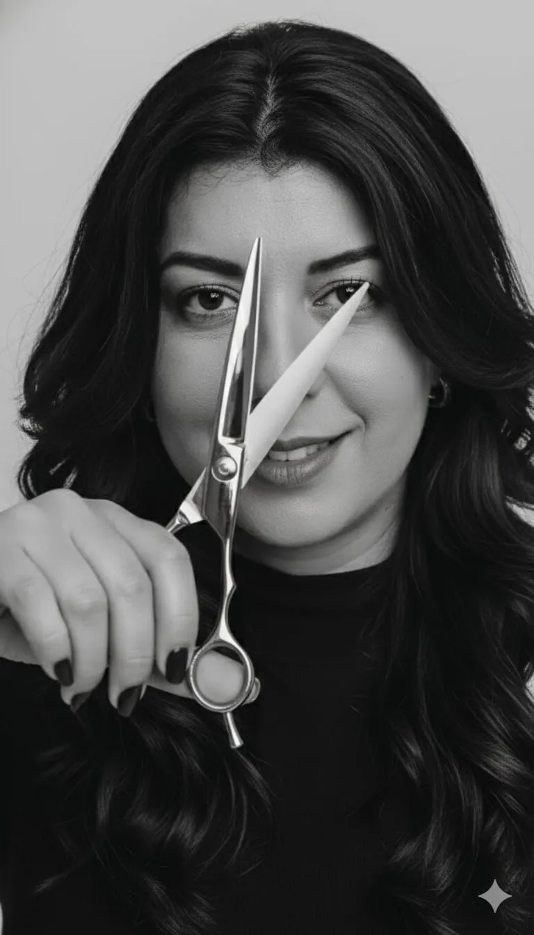 Lucia Reis atendendo cliente no estúdio